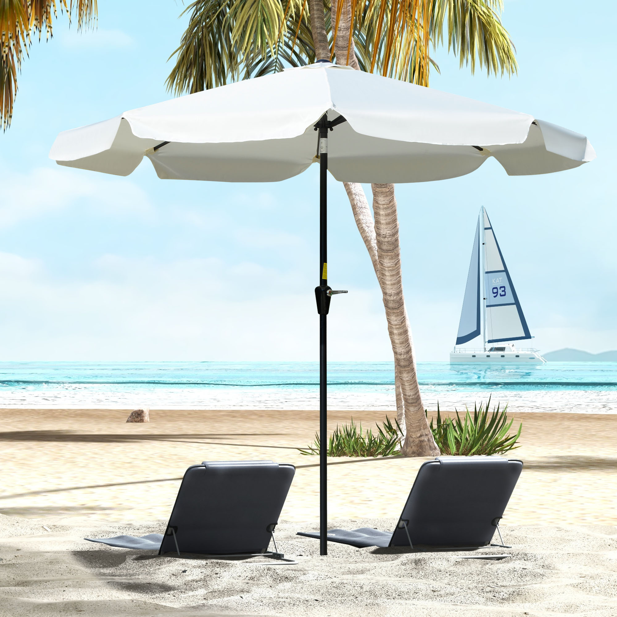 Outsunny Sonnenschirm für den Garten 2,7x2,7m neigbar mit Kurbel, Luftaufna günstig online kaufen