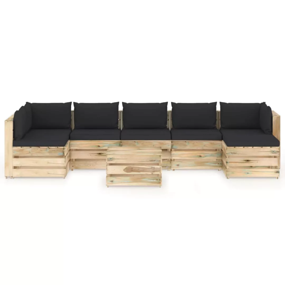 8-tlg. Garten-lounge-set Mit Kissen Grün Imprägniertes Holz günstig online kaufen