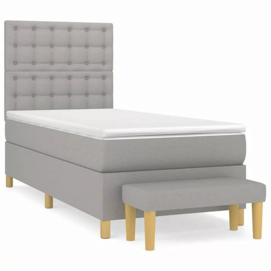 furnicato Bett Boxspringbett mit Matratze Hellgrau 100x200 cm Stoff günstig online kaufen