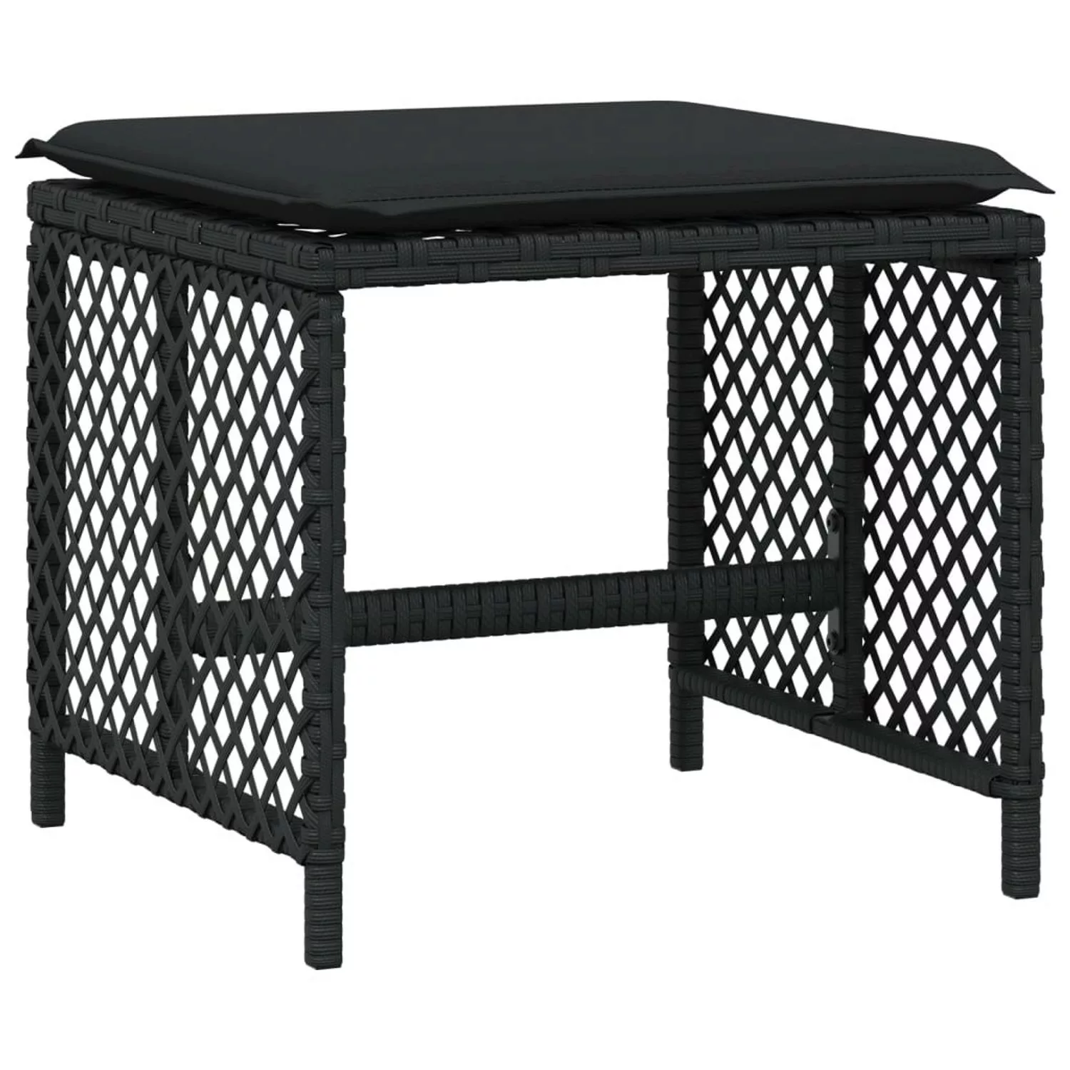 vidaXL Gartenhocker mit Kissen 4 Stk. Schwarz 41x41x36 cm Poly Rattan günstig online kaufen