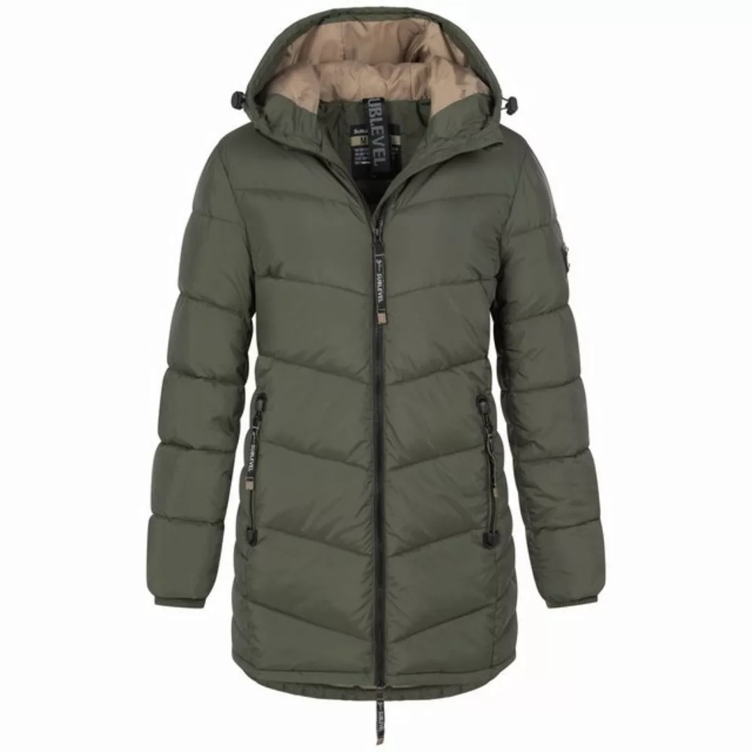 SUBLEVEL Steppjacke Damen Mantel mit Kapuze lange Winter Jacke Parka günstig online kaufen