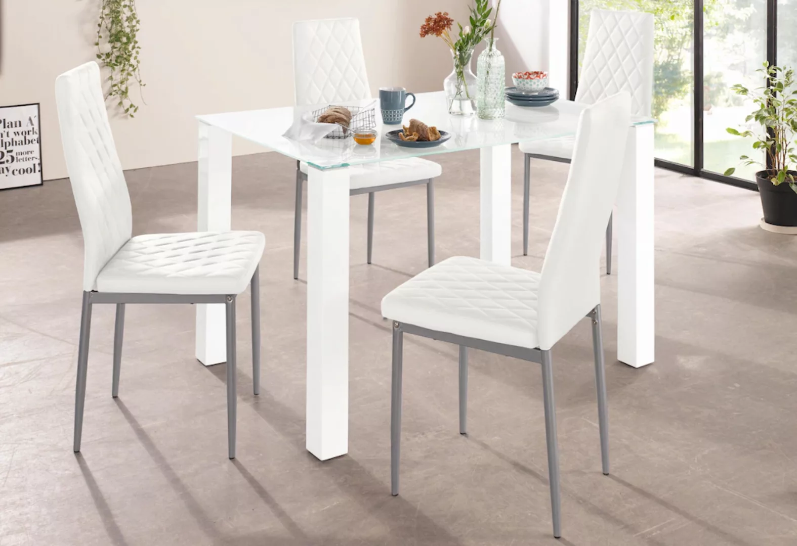 INOSIGN Essgruppe, (Set, 5 tlg.), mit Glastisch, Breite 120 cm günstig online kaufen