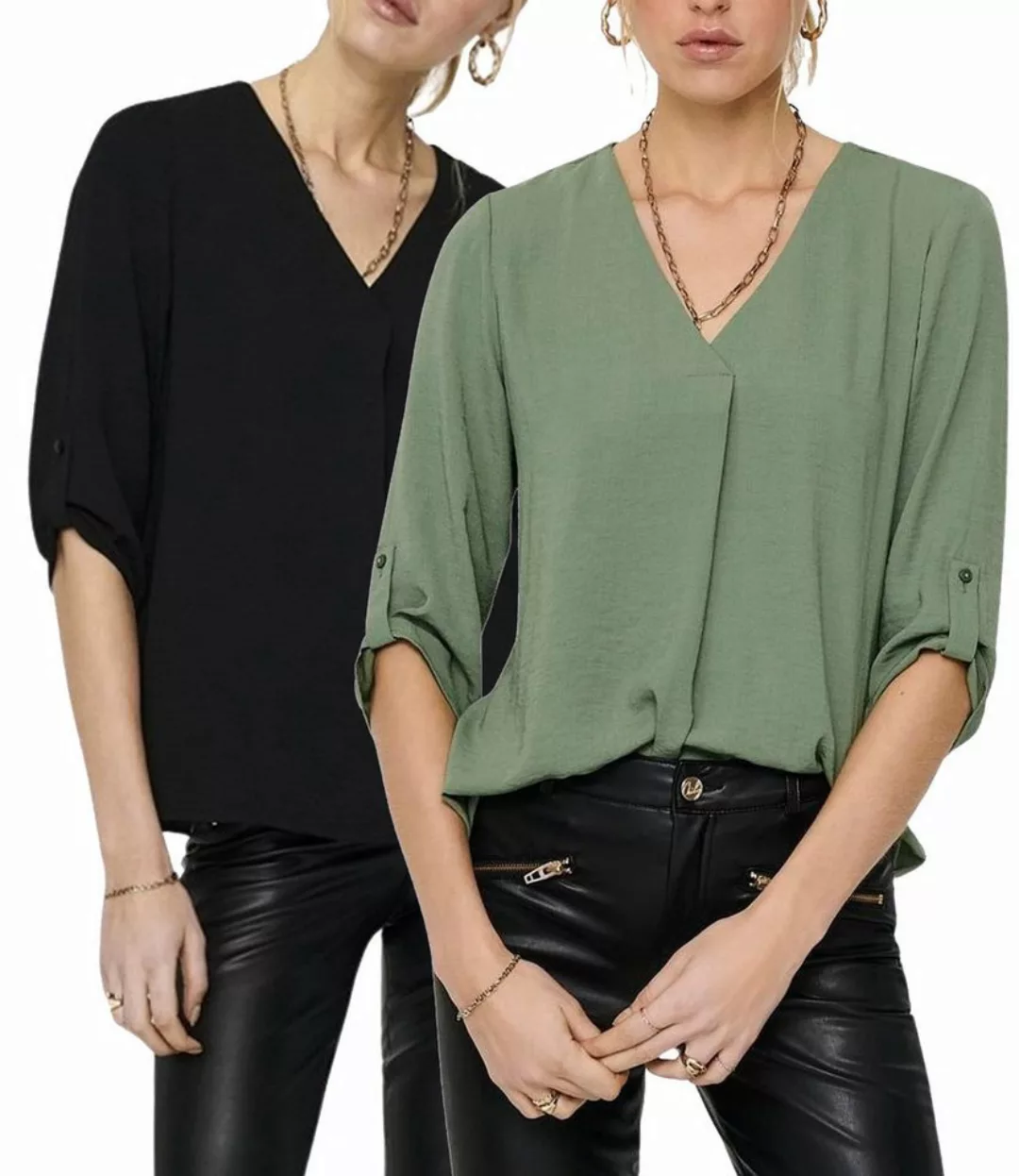 JDY Blusenshirt (2er-Pack) Basic Bluse Top im Doppelpack günstig online kaufen