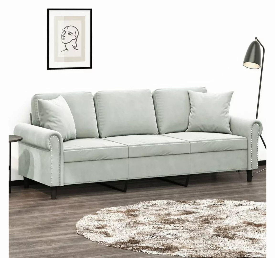 vidaXL Sofa Sofa mit Zierkissen Samt, 180 cm, 3-Sitzer günstig online kaufen