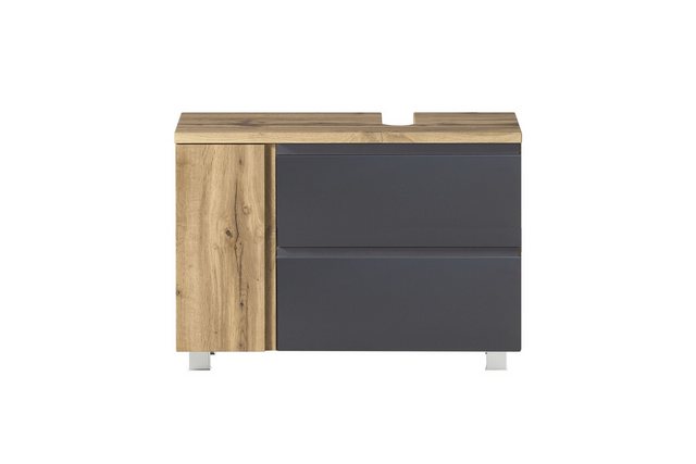 freiraum Waschbeckenunterschrank Paris in grau, Wotaneiche, MDF - 85x54x35c günstig online kaufen