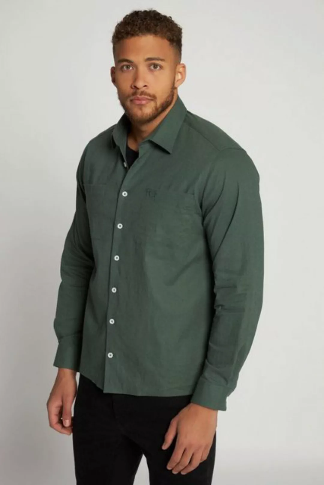 JP1880 Businesshemd Overshirt Langarm Leinenmix Kentkragen günstig online kaufen