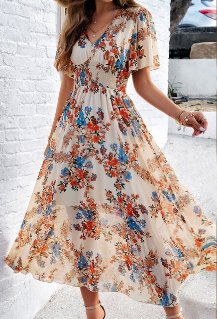 LOVGCCN Sommerkleid Temperamentvoll bedrucktes tailliertes Kleid mit kurzen günstig online kaufen
