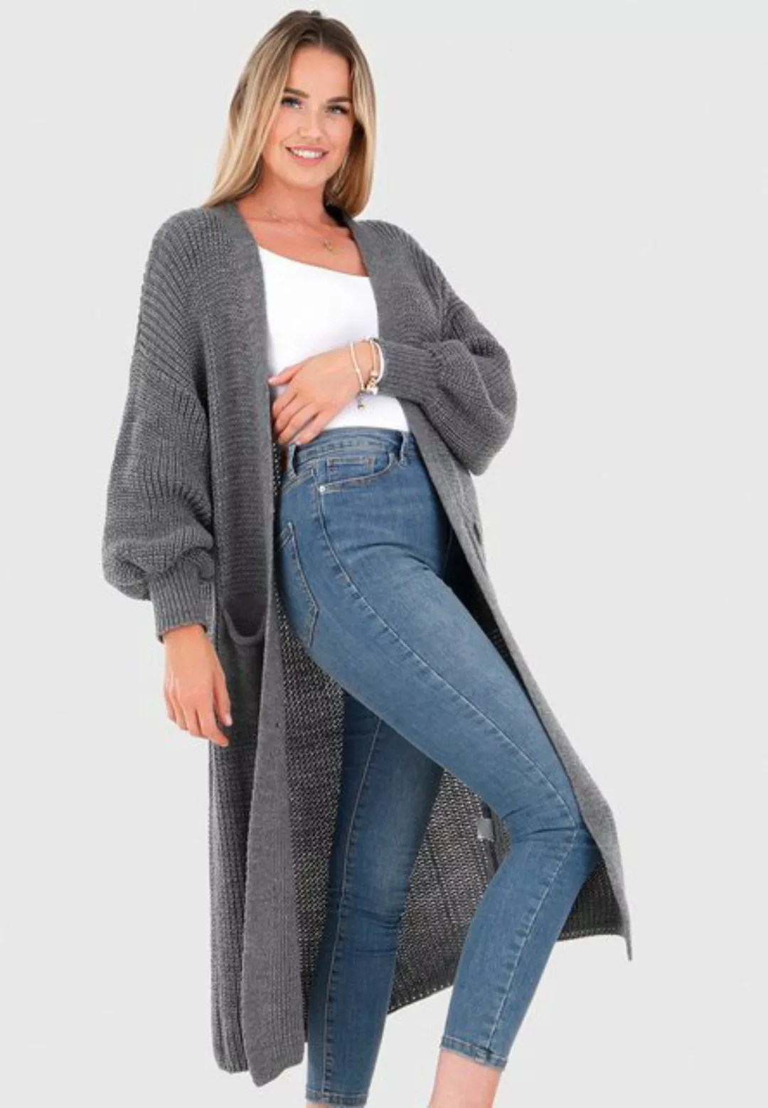 YC Fashion & Style Cardigan Basic Strickjacke Cardigan Verschlusslos in Uni günstig online kaufen