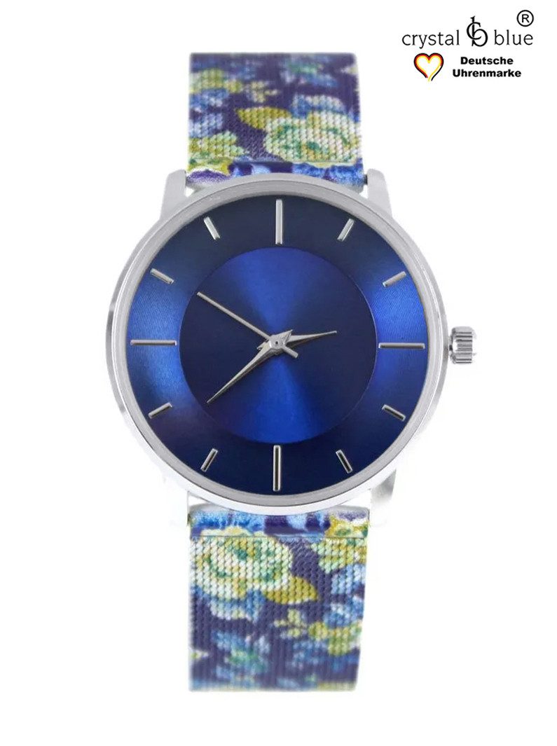 crystal blue Quarzuhr Damenuhr analog Milanaise günstig online kaufen