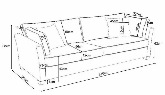 Design-Wohngalerie Sofa Couch 3 Sitzer + Hocker Set Westerland - Webstoff B günstig online kaufen