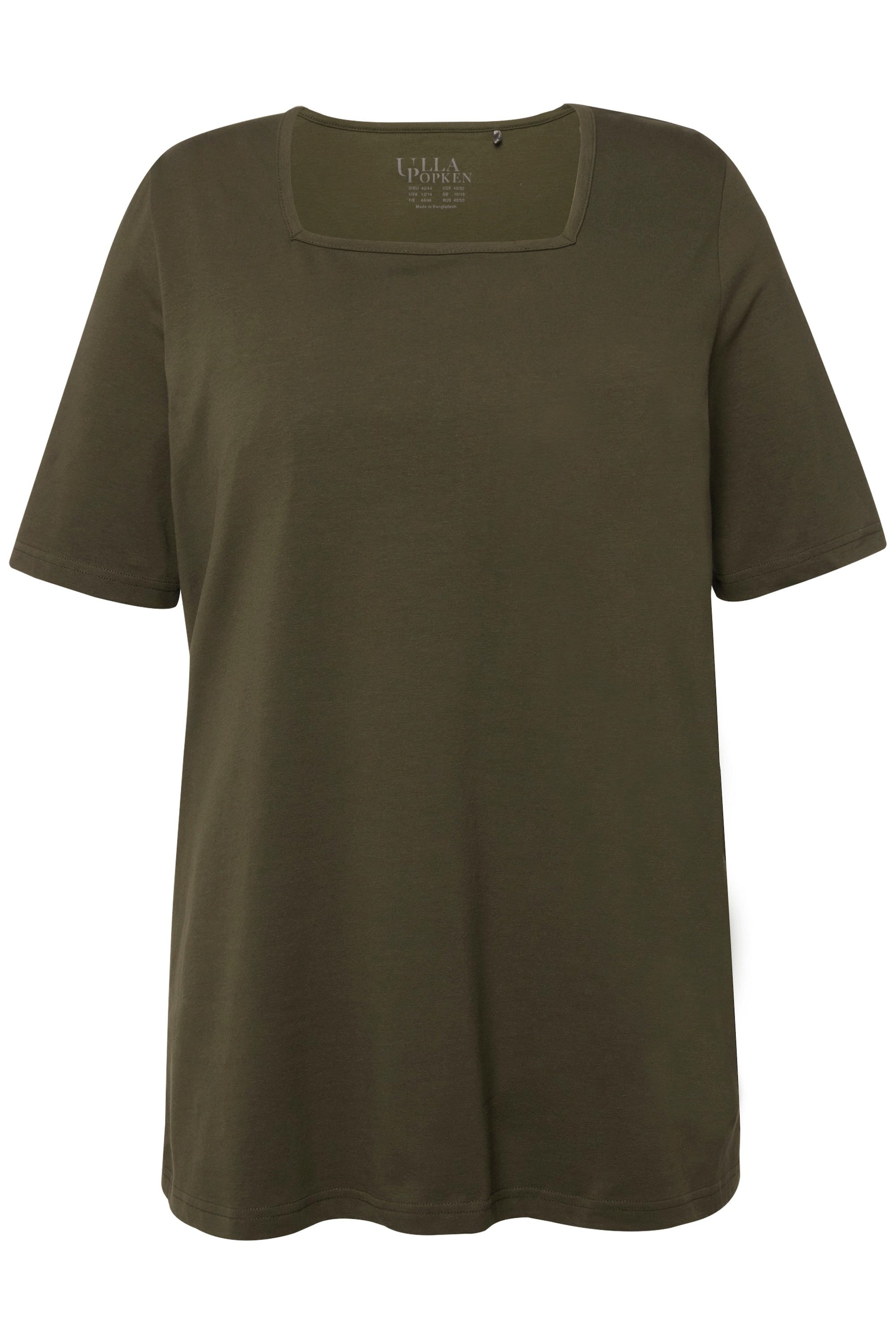 Ulla Popken T-Shirt T-Shirt A-Linie Carré-Ausschnitt günstig online kaufen