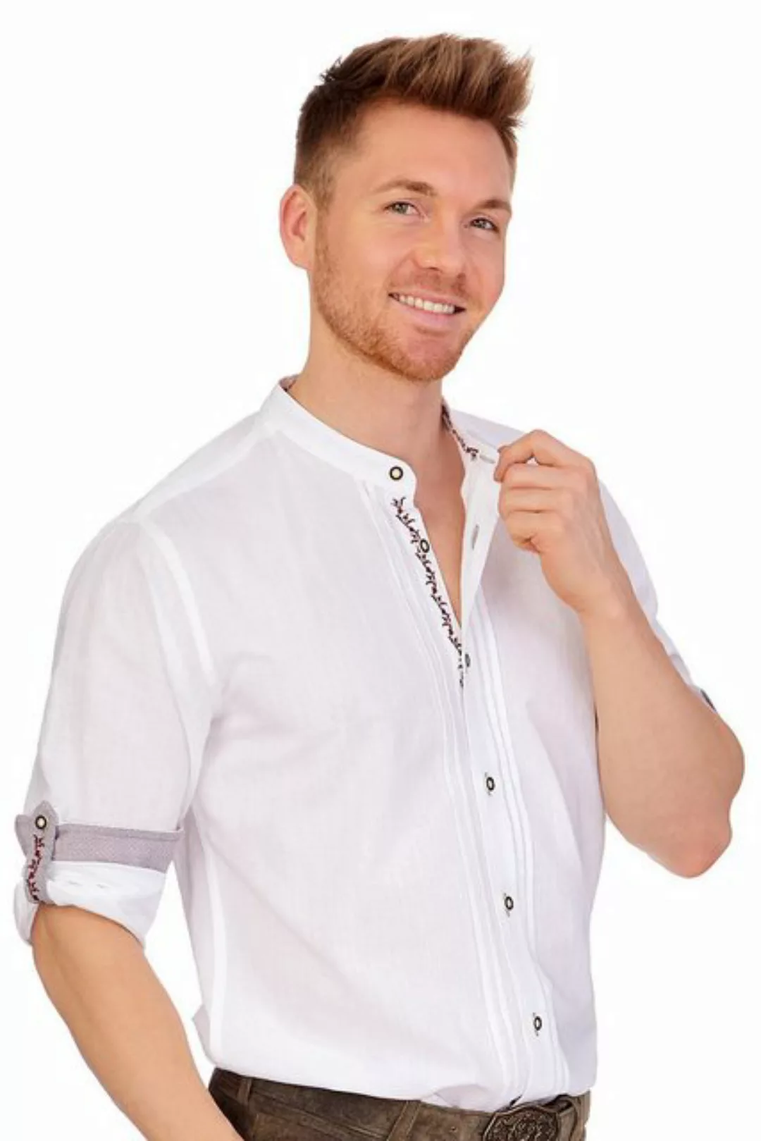 KRÜGER BUAM Trachtenhemd Trachtenhemd - JONAS - weiß/bordeaux günstig online kaufen