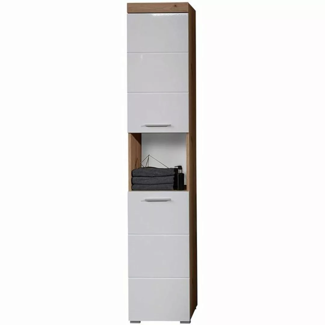 trendteam Hochschrank Amanda (Badschrank in weiß mit Eiche, 2-türig, 37 x 1 günstig online kaufen