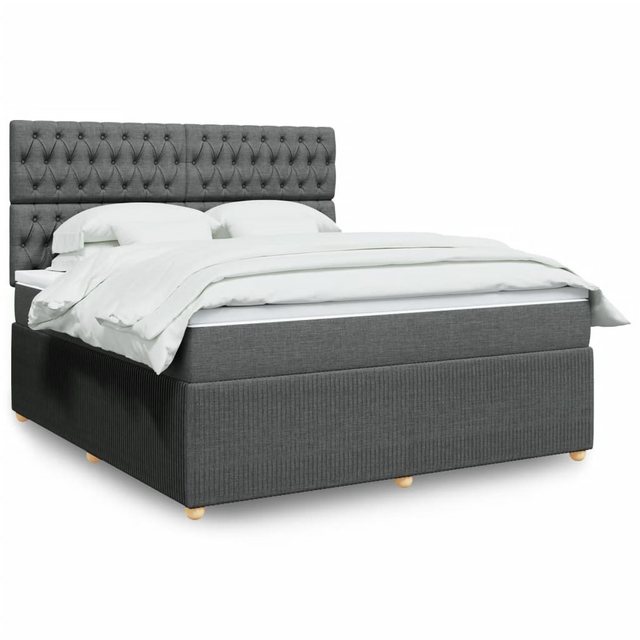 vidaXL Boxspringbett, Boxspringbett mit Matratze Dunkelgrau 180x200 cm Stof günstig online kaufen