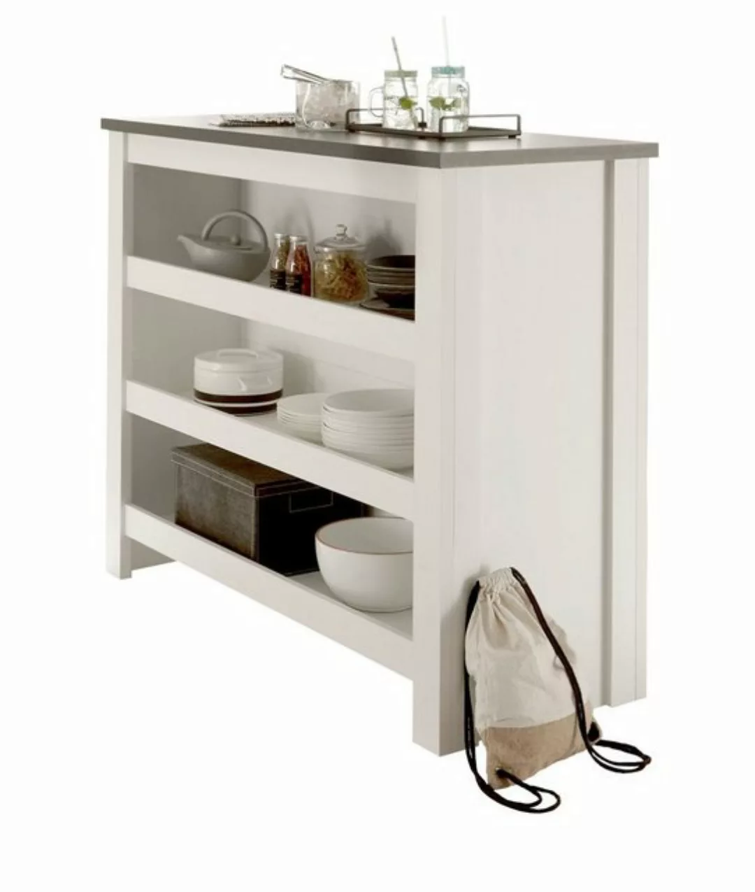 Furn.Design Barschrank Stove (Theke in weiß Pinie Landhaus, 130 x 106 cm) a günstig online kaufen
