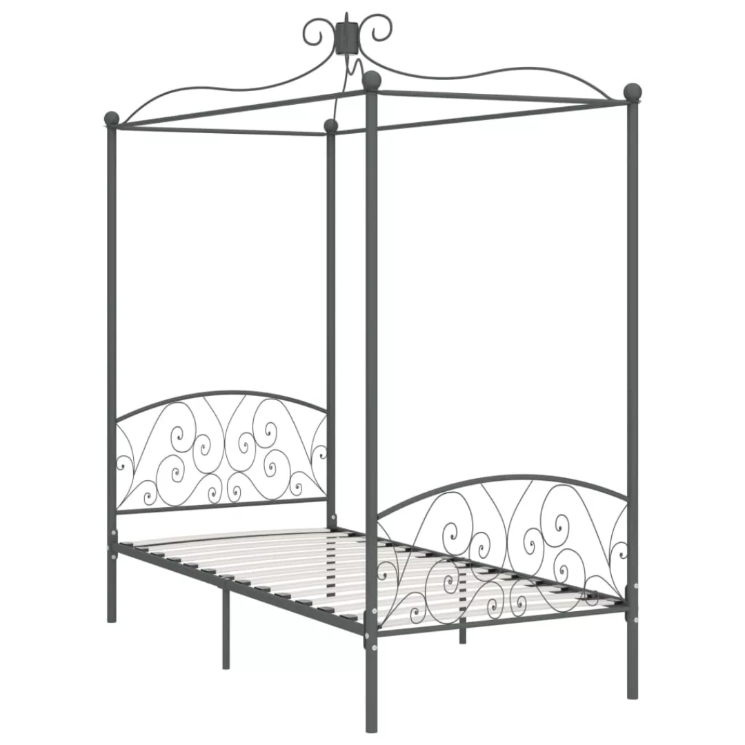 Himmelbett-gestell Grau Metall 90 X 200 Cm günstig online kaufen