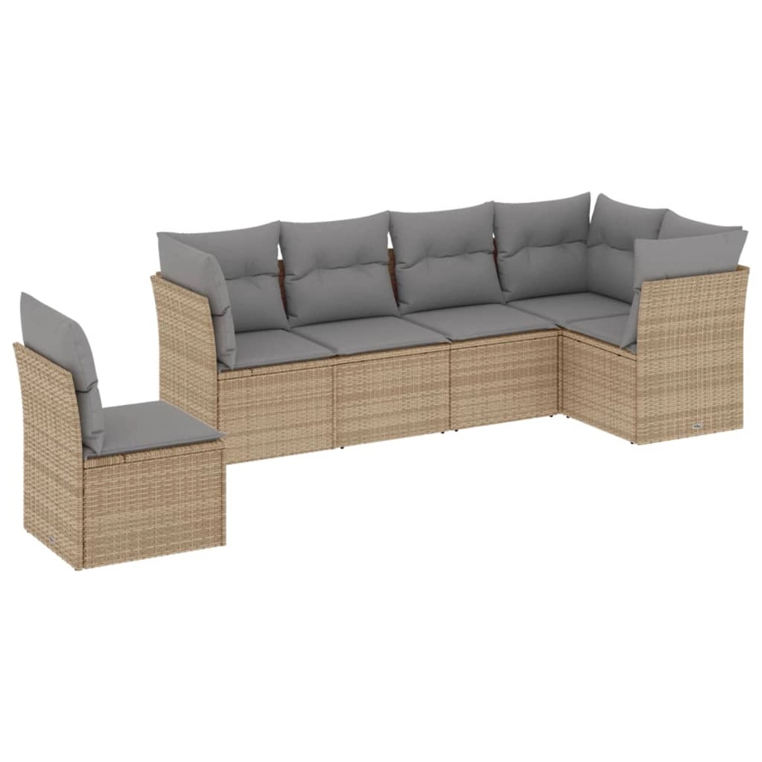 vidaXL 6-Tlg Garten-Sofagarnitur mit Kissen Beige Poly Rattan 3217699 günstig online kaufen