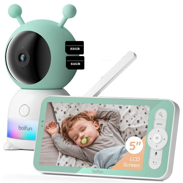 Boifun Video-Babyphone Babyphone mit Kamera 2K/3MP, 5 Zoll WiFi Video Babyp günstig online kaufen