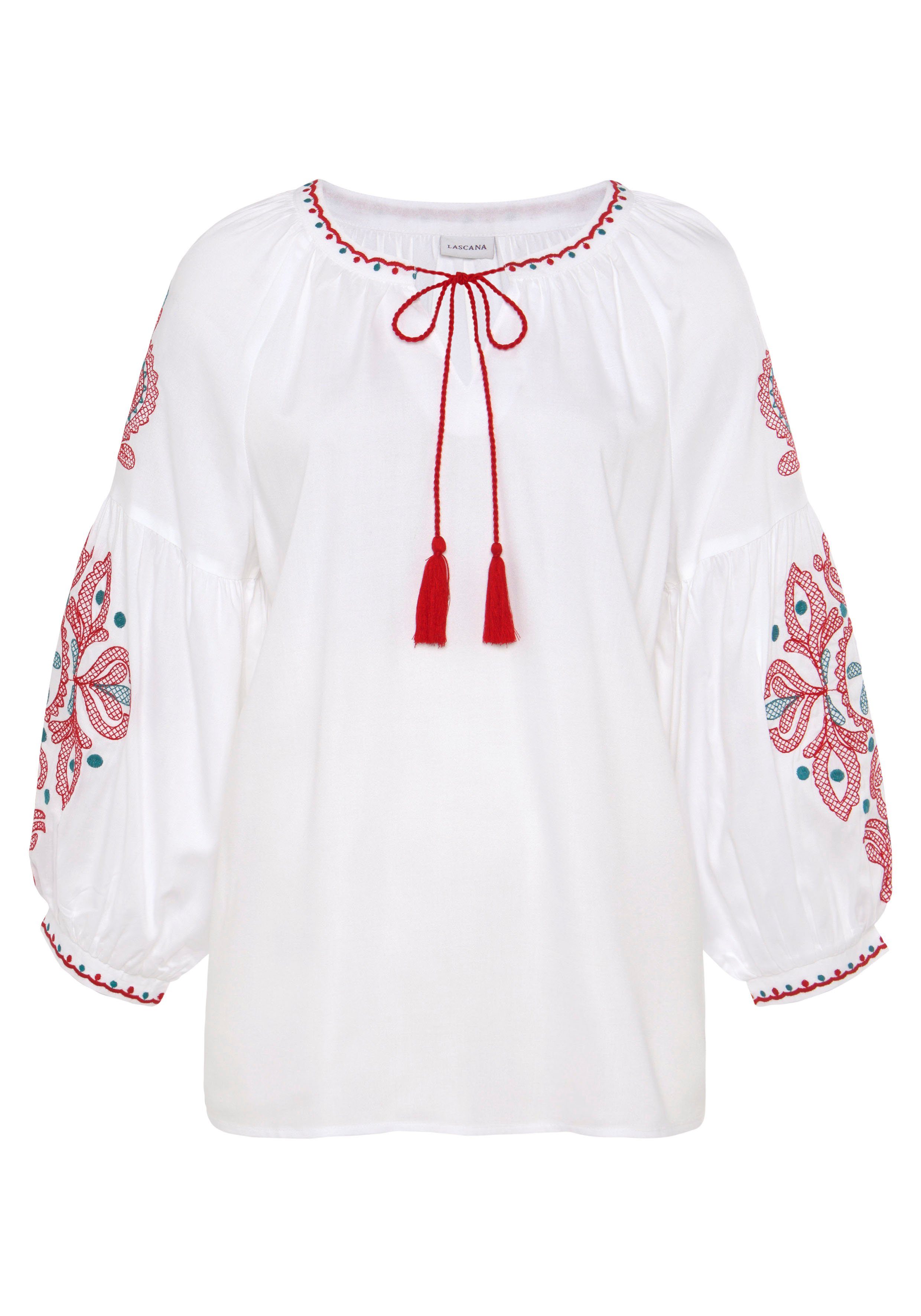 LASCANA Langarmbluse, mit Stickerei, Damenbluse, Tunika, Boho-Style günstig online kaufen