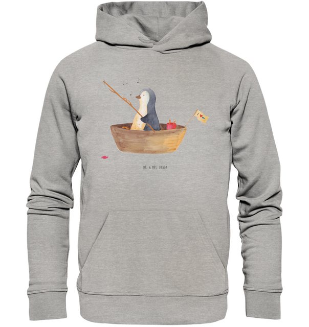 Mr. & Mrs. Panda Hoodie Größe M Pinguin Angelboot - Heather Grey - Geschenk günstig online kaufen