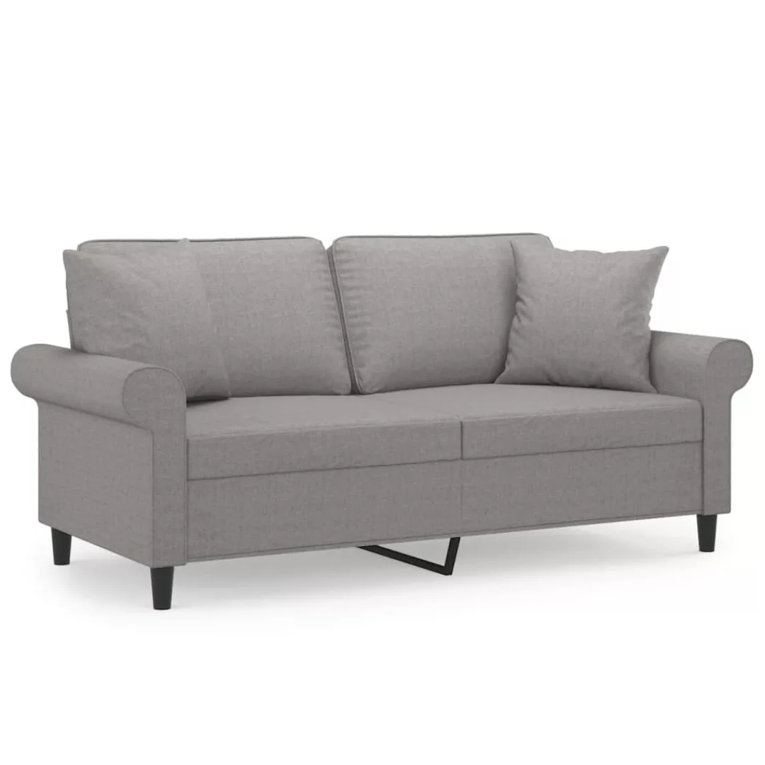 Vidaxl 2-sitzer-sofa Mit Kissen Hellgrau 140 Cm Stoff günstig online kaufen