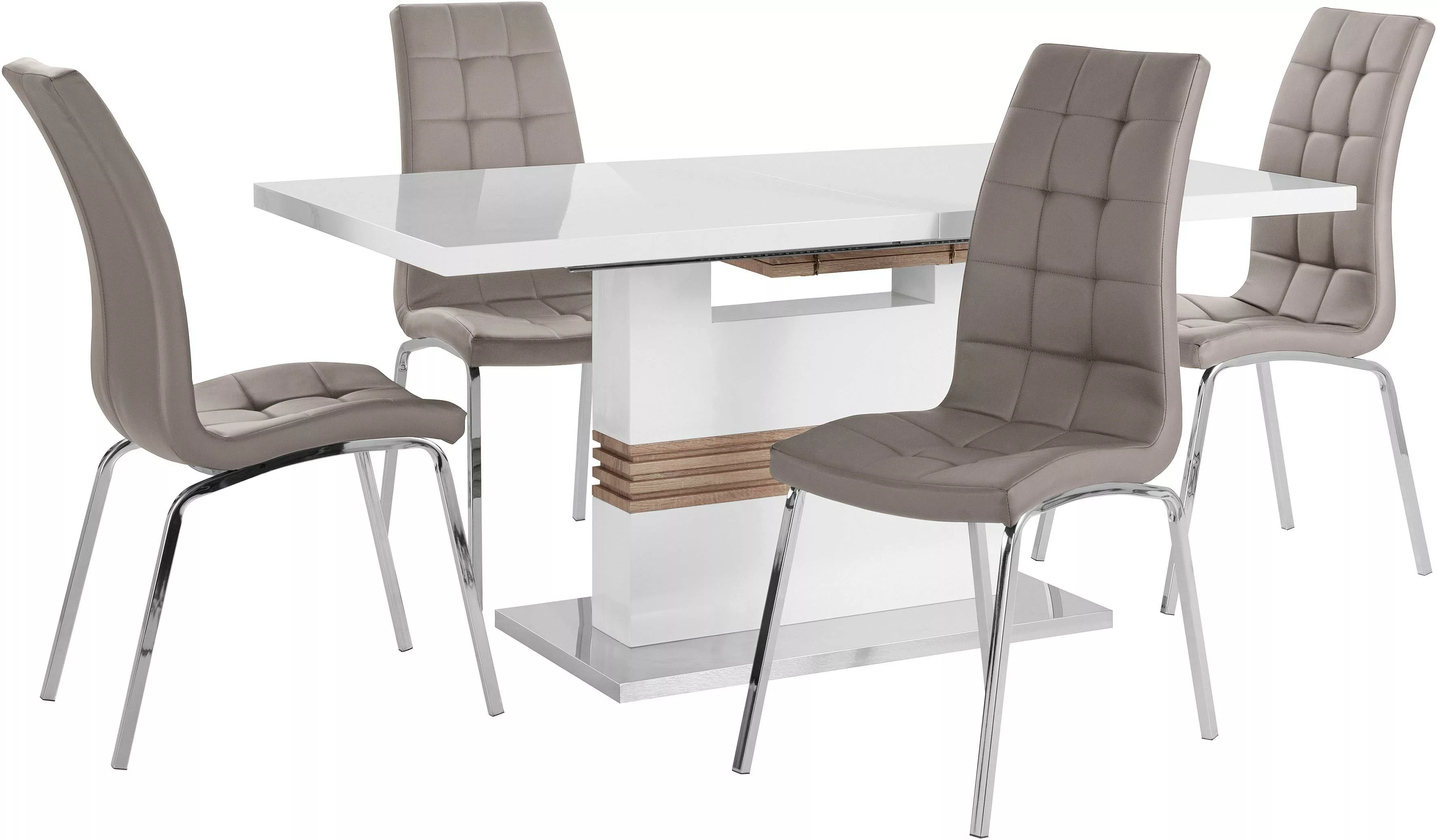 INOSIGN Essgruppe »Perez/Lila«, (Set, 5 tlg.), mit 4 Stühlen, Tisch auszieh günstig online kaufen