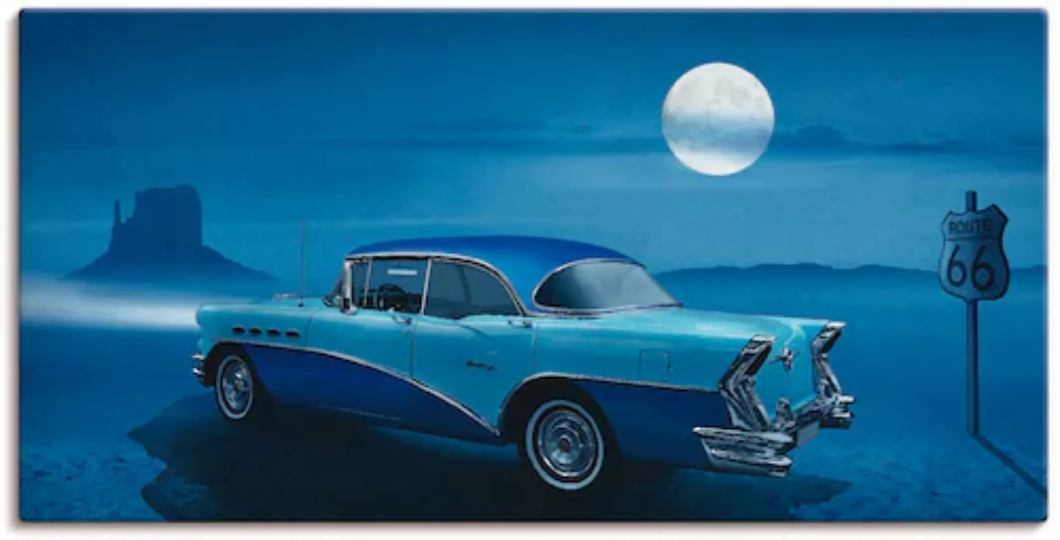 Artland Wandbild »Blaue Nacht auf der Route 66«, Auto, (1 St.), als Leinwan günstig online kaufen