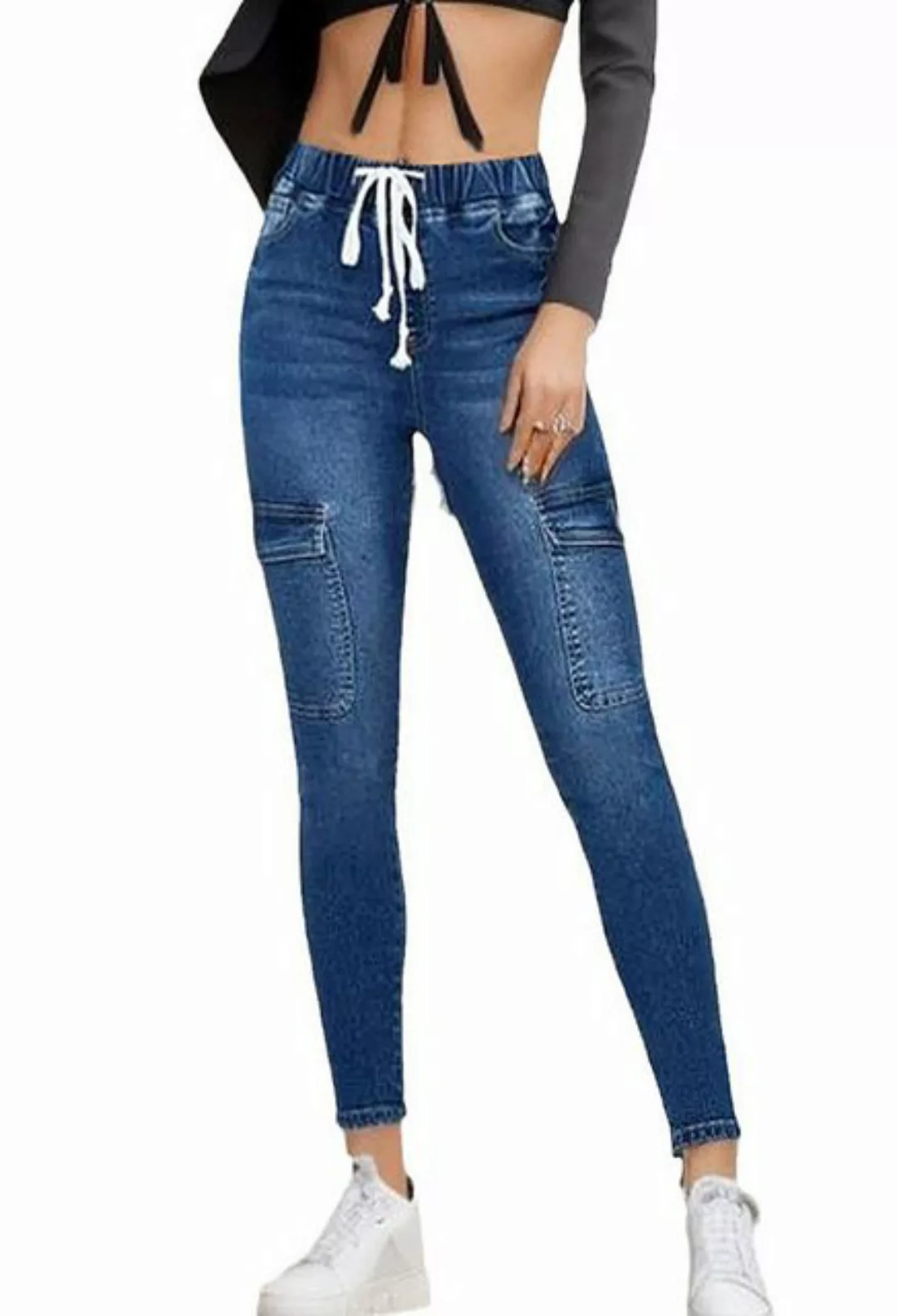 CHENIN Ankle-Jeans Skinny-jeans mit hohem bund und mehreren taschen Auf bei günstig online kaufen