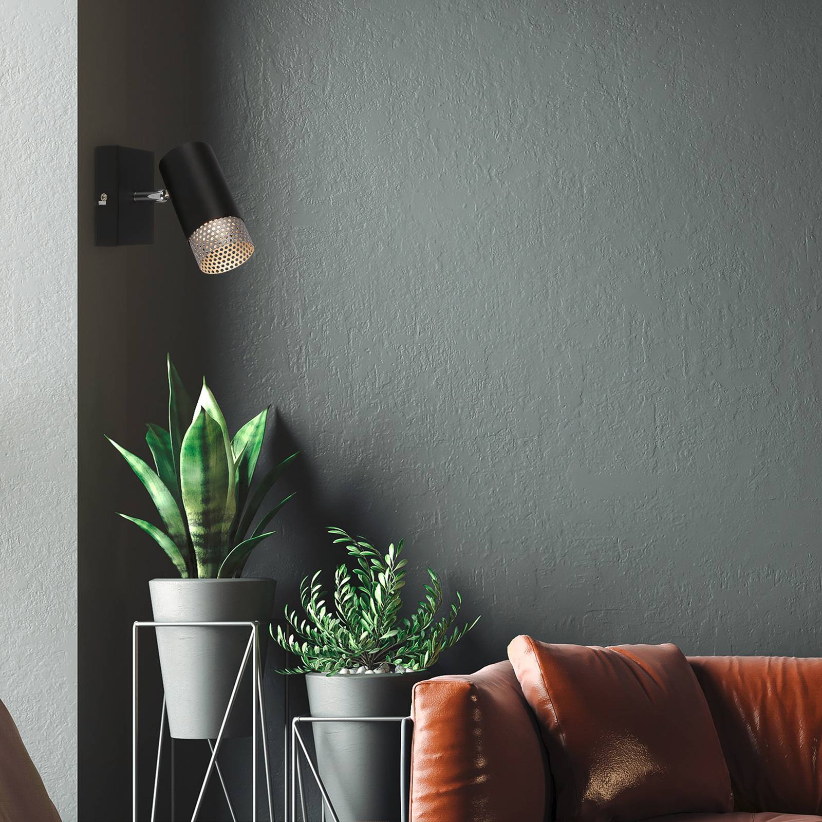 Wandspot Plek GU10 schwarz/silber einflammig günstig online kaufen