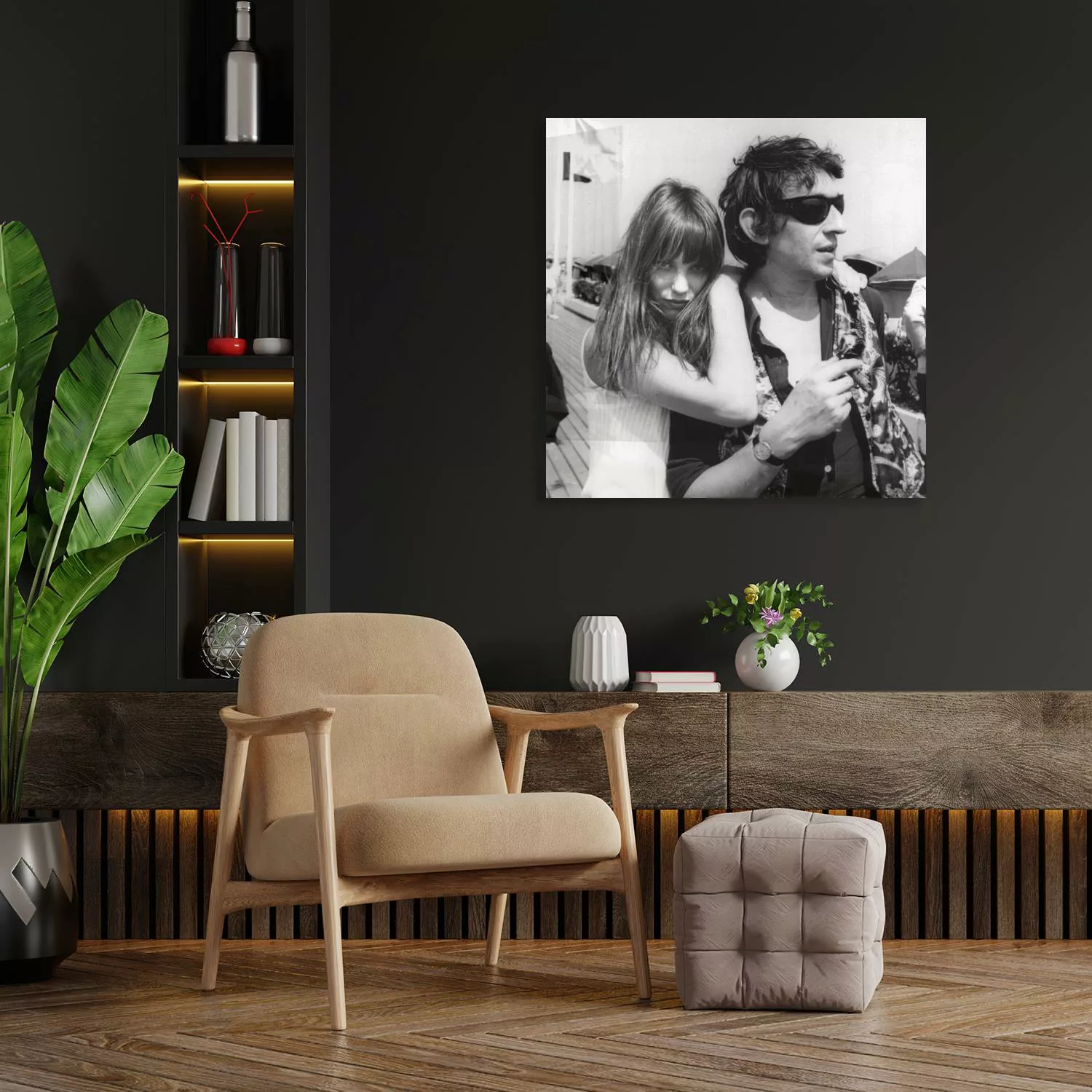 queence Acrylglasbild »Jane & Serge«, Schwarz-Weiß-Frau-Mann-Stars-Foto-Fil günstig online kaufen