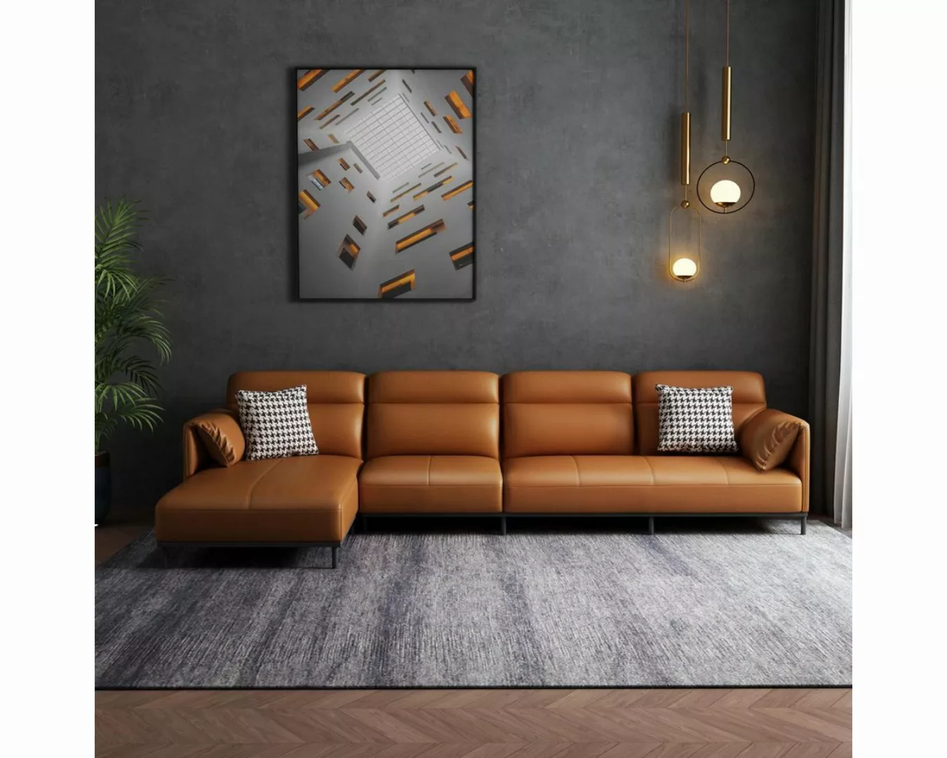 Xlmoebel Ecksofa Modernes Designer-Ecksofa in L-Form aus orange farbenem Le günstig online kaufen