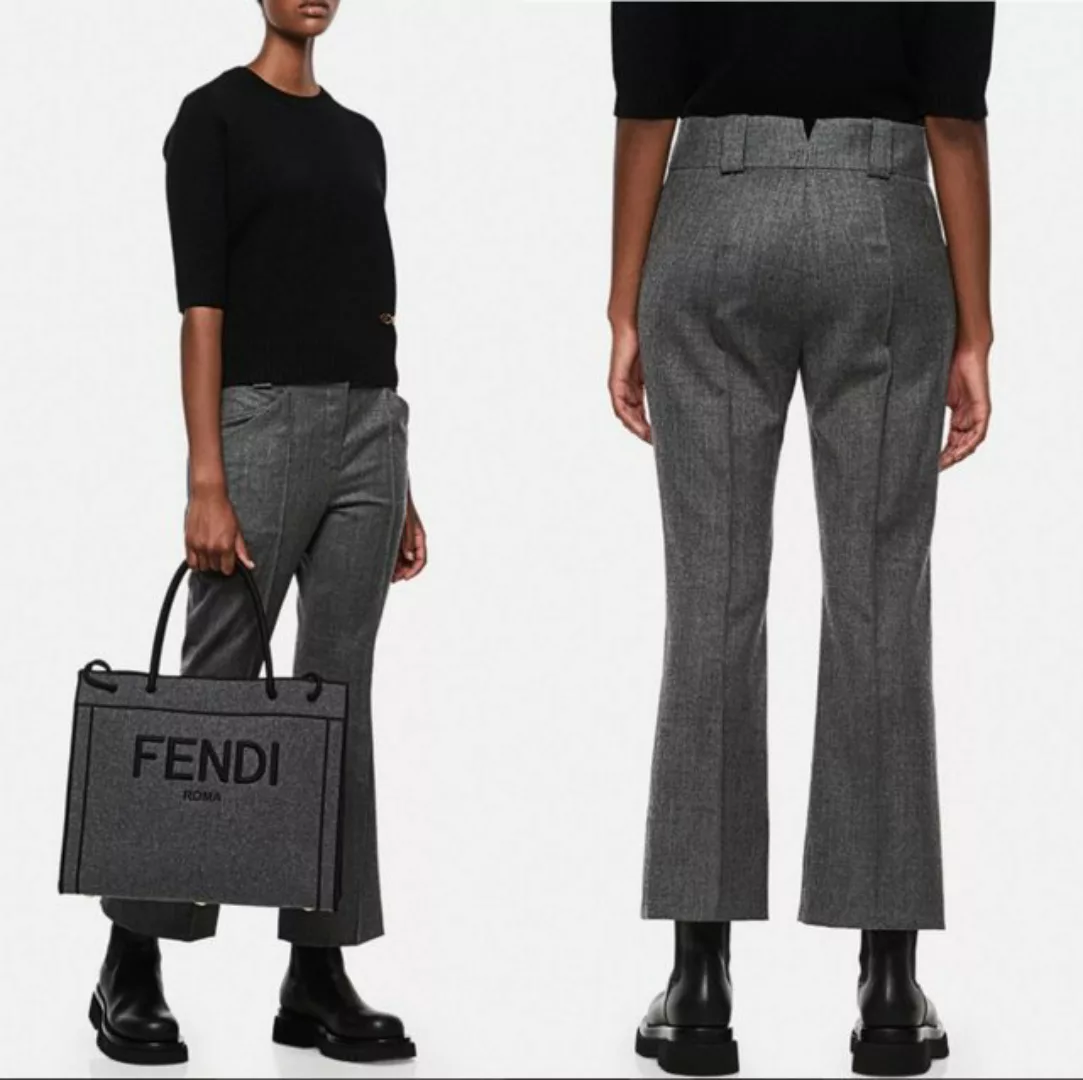 FENDI Stoffhose FENDI ICONIC TAILORED CROPPED FLARED SUIT PANTS TROUSERS AN günstig online kaufen