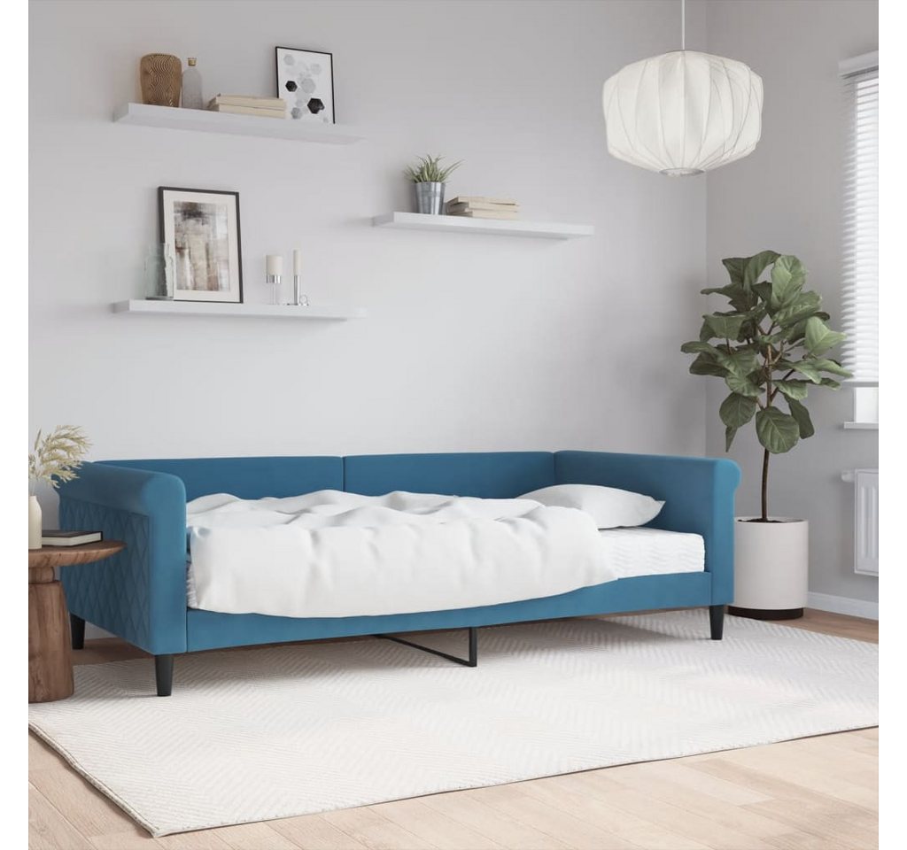 vidaXL Gästebett Gästebett Tagesbett mit Matratze Blau 100x200 cm Samt Bett günstig online kaufen