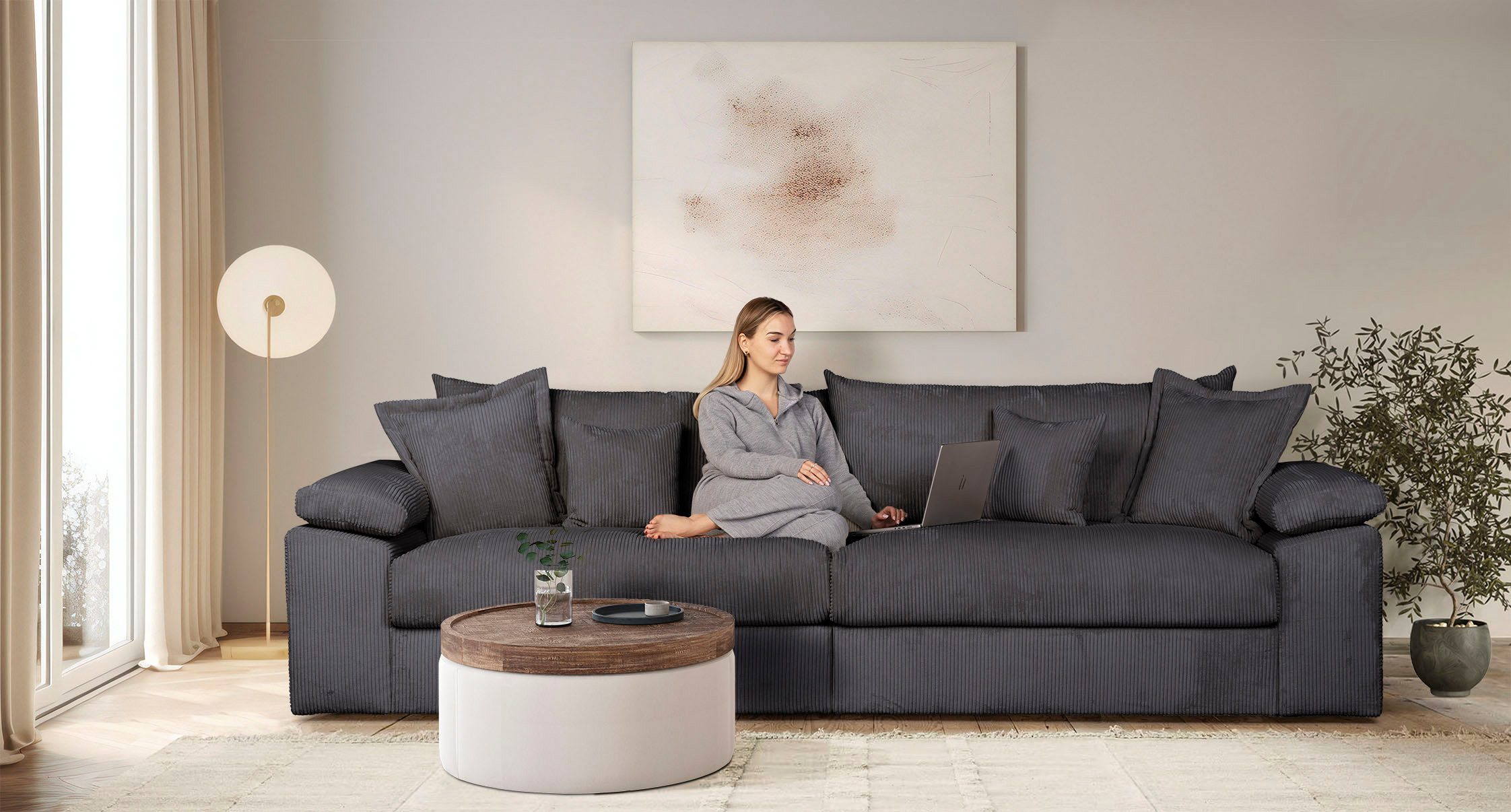 Home affaire Big-Sofa "Soft&Cosy XXL - Breite 303 cm", Mega-Sofa, Cord oder günstig online kaufen