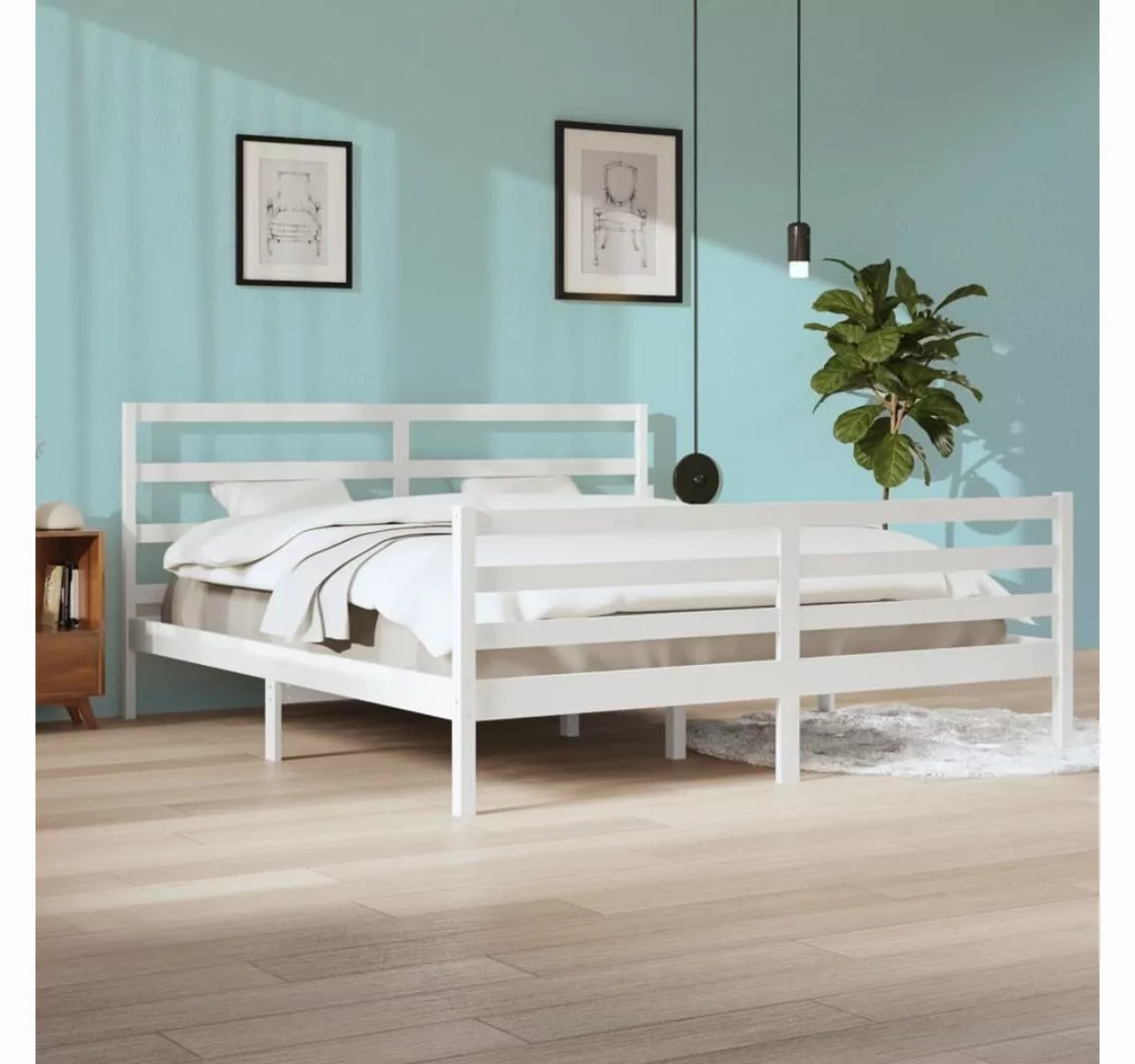 furnicato Bett Massivholzbett Weiß Kiefer 200x200 cm günstig online kaufen