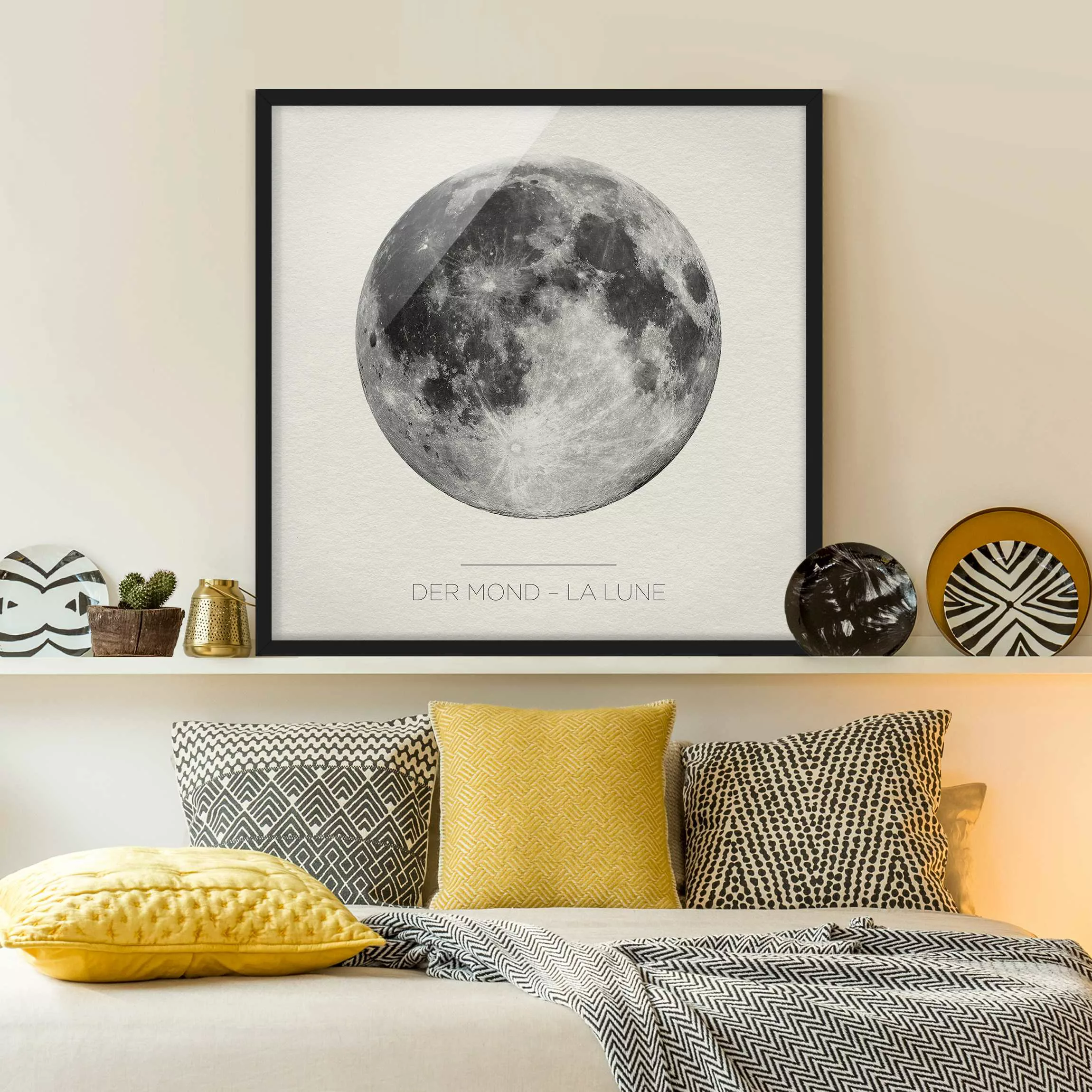 Bild mit Rahmen Spruch - Quadrat Der Mond - La Lune günstig online kaufen