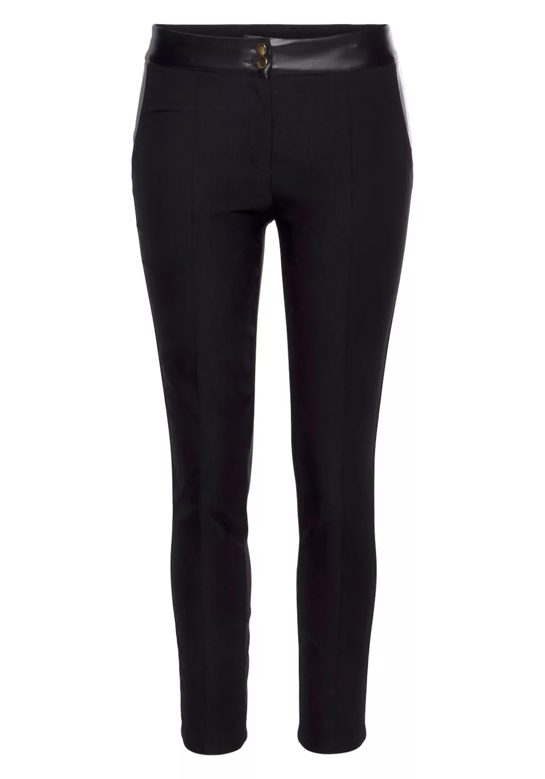 LASCANA Stretch-Hose mit Einsätzen aus Lederimitat, elegante Jerseyhose, ca günstig online kaufen