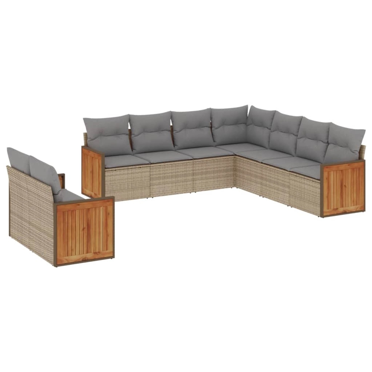 vidaXL 9-Tlg Garten-Sofagarnitur mit Kissen Beige Poly Rattan 3227781 günstig online kaufen