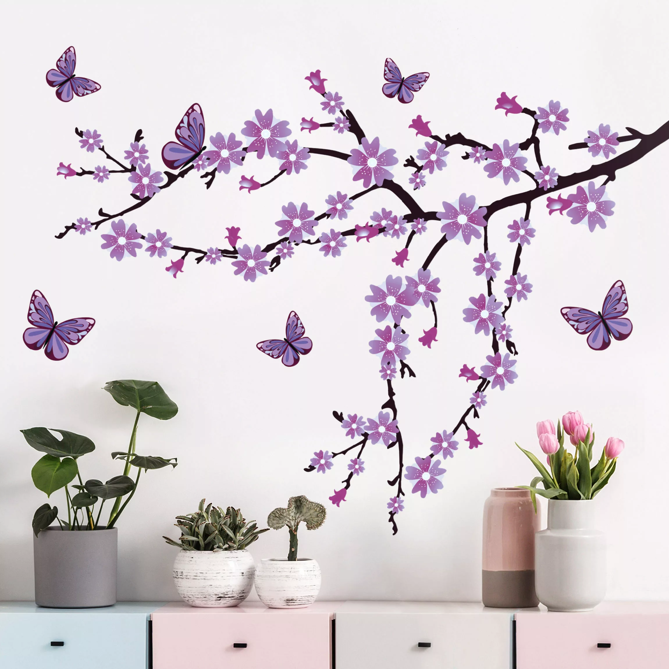Wandtattoo Lila Blütenzweig günstig online kaufen