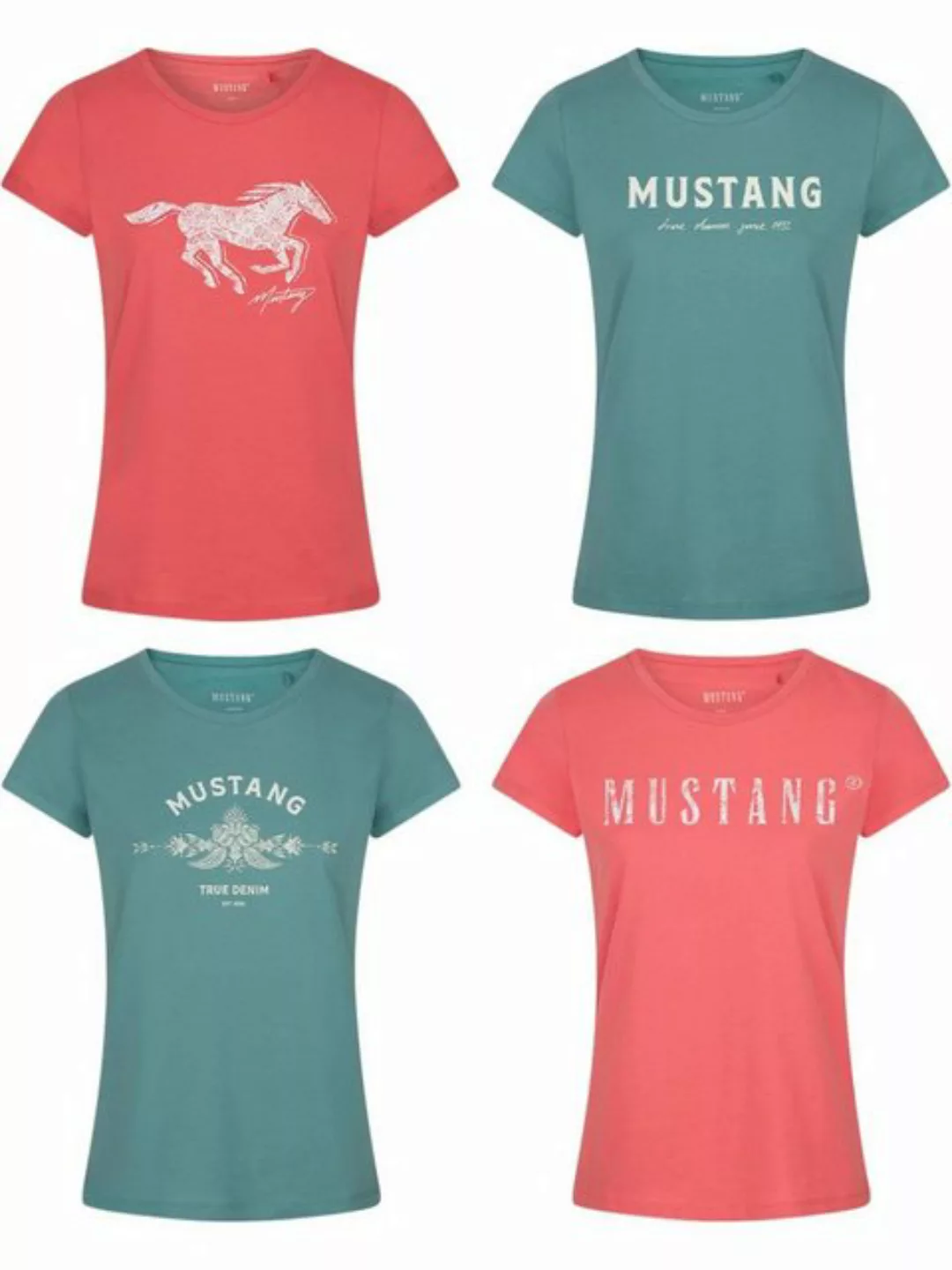 Mustang Damen T-Shirt 4er Pack Slim Fit S M L XL XXL günstig online kaufen