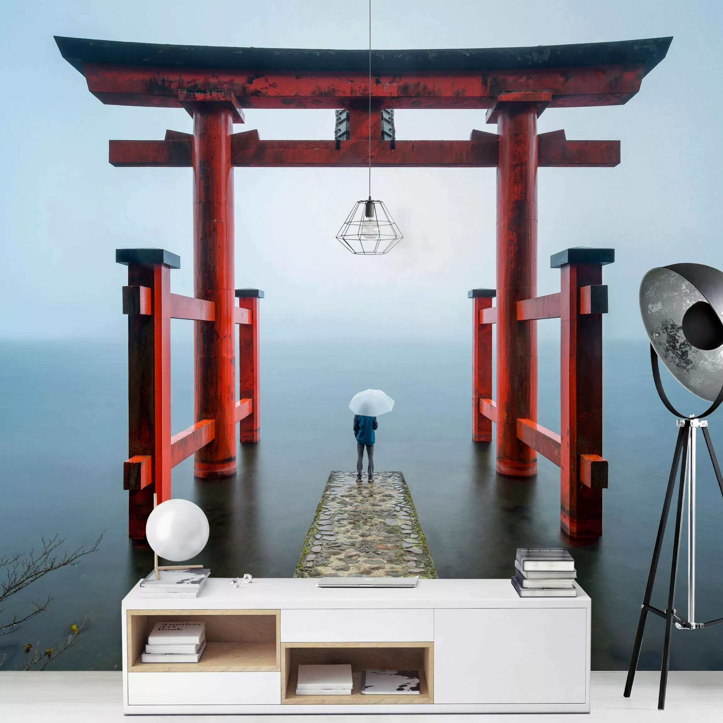 Fototapete Rotes Torii am Ashi-See günstig online kaufen