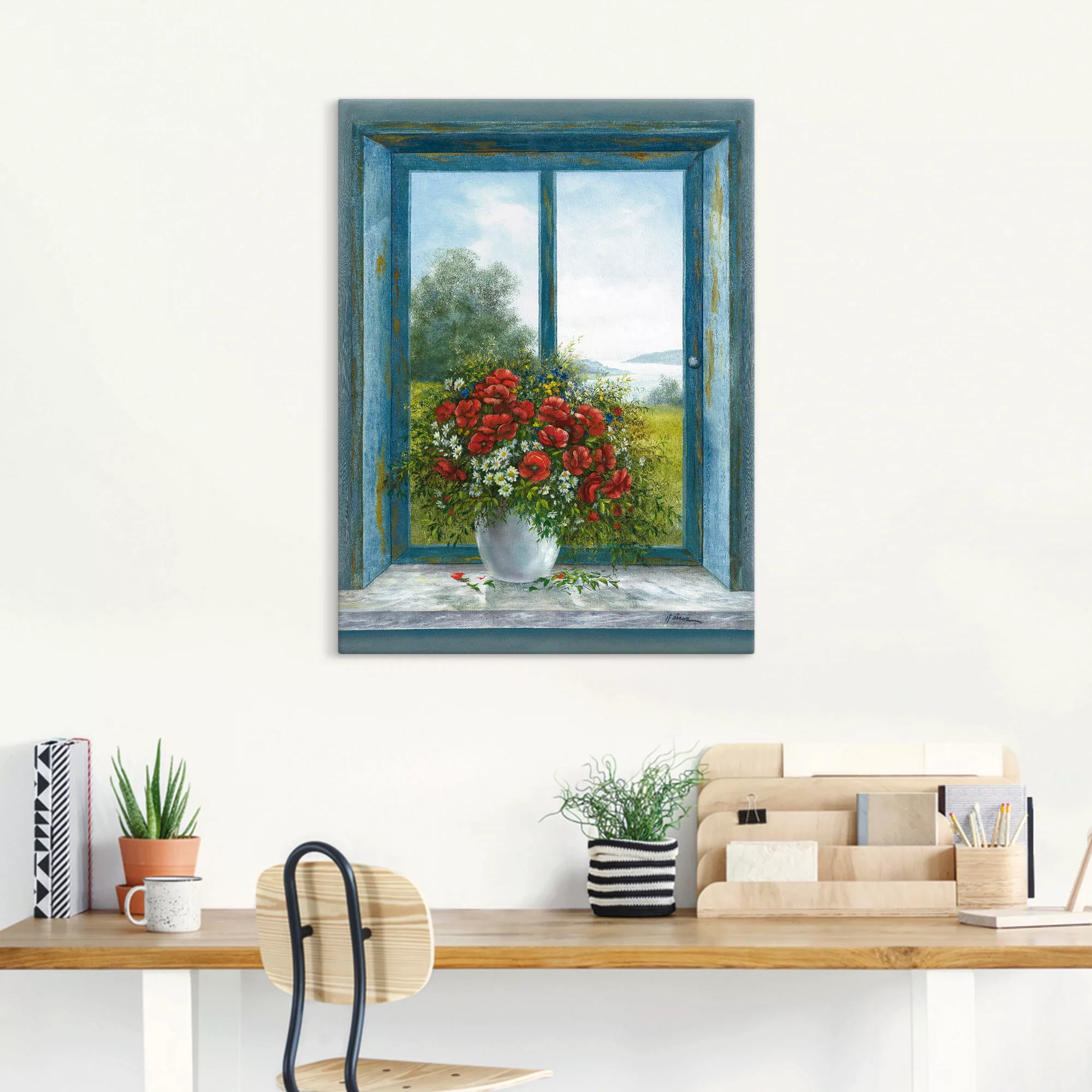 Artland Wandbild »Mohnblumen am Fenster«, Arrangements, (1 St.), als Leinwa günstig online kaufen