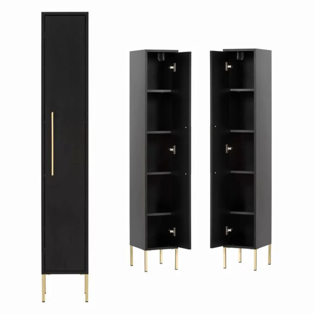 Badezimmer Schrank Badezimmer SARAY-80 in schwarz, B/H/T: 25/155/30 cm günstig online kaufen