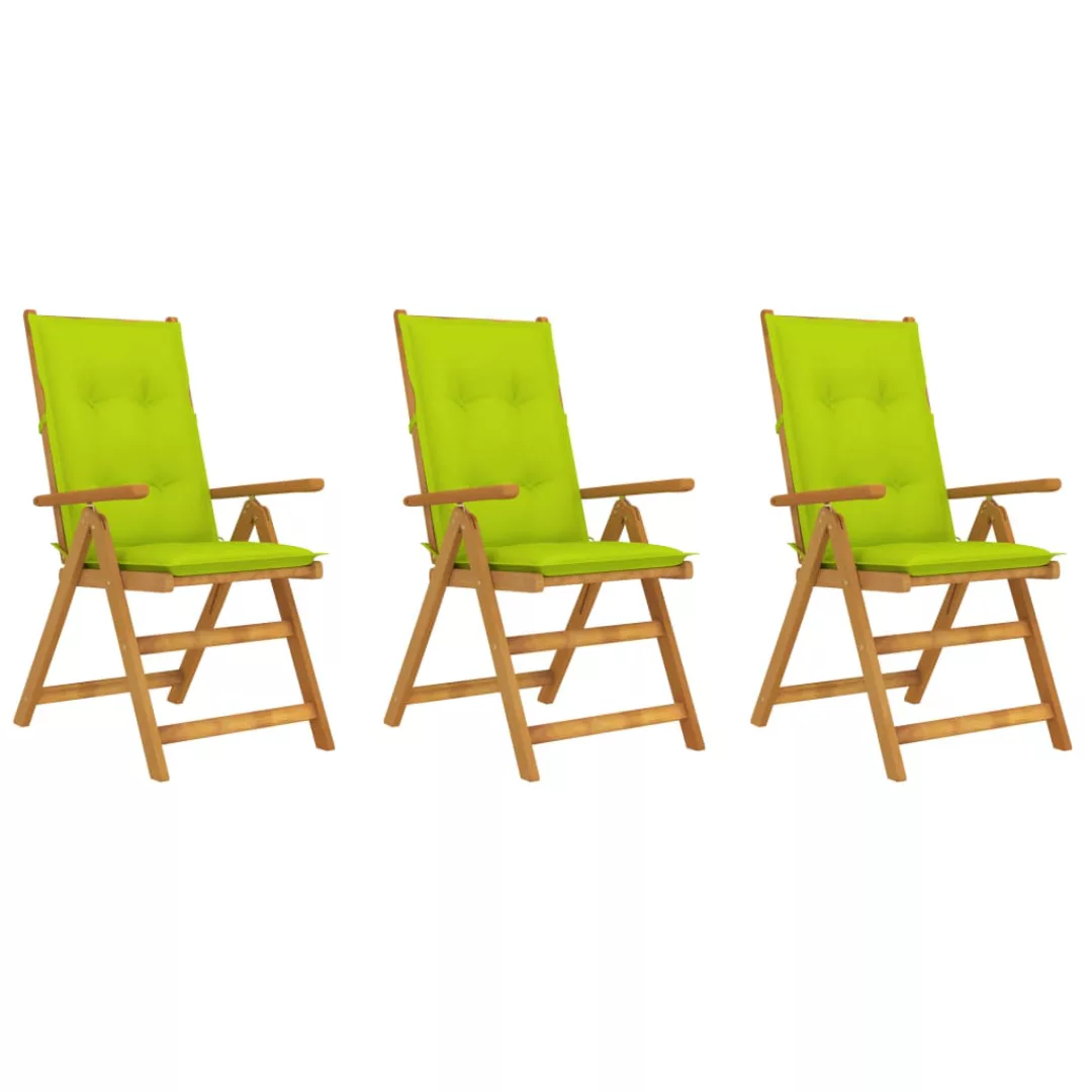 Klappbare Gartenstühle 3 Stk. Mit Auflagen Massivholz Akazie günstig online kaufen