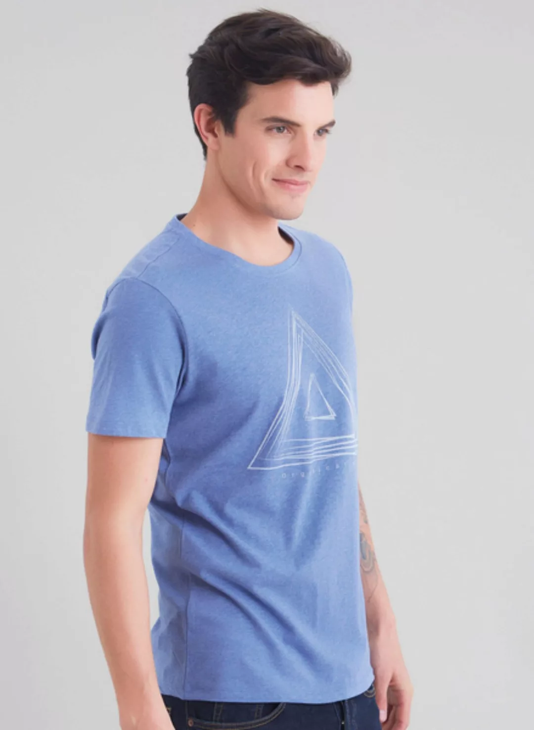 Kurzarm T-shirt Vorne Mit Dreieck-print Aus Bio Baumwolle günstig online kaufen