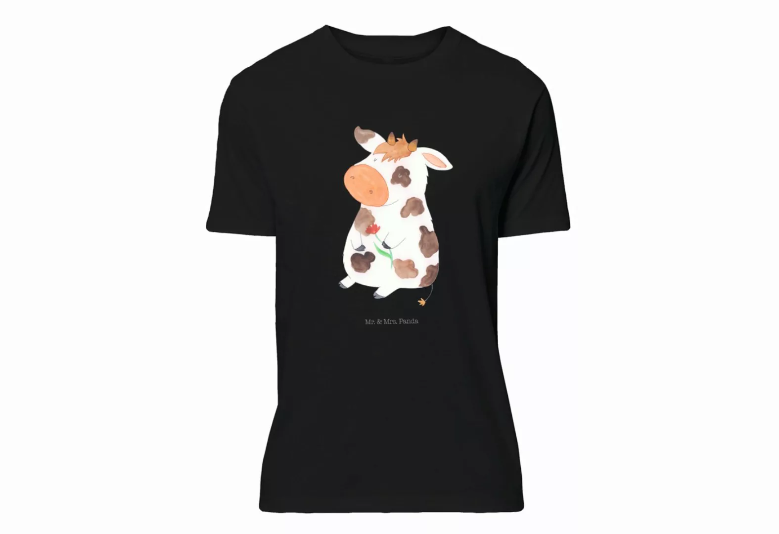 Mr. & Mrs. Panda T-Shirt Kuh - Schwarz - Geschenk, Schlafshirt, Bauernhof, günstig online kaufen