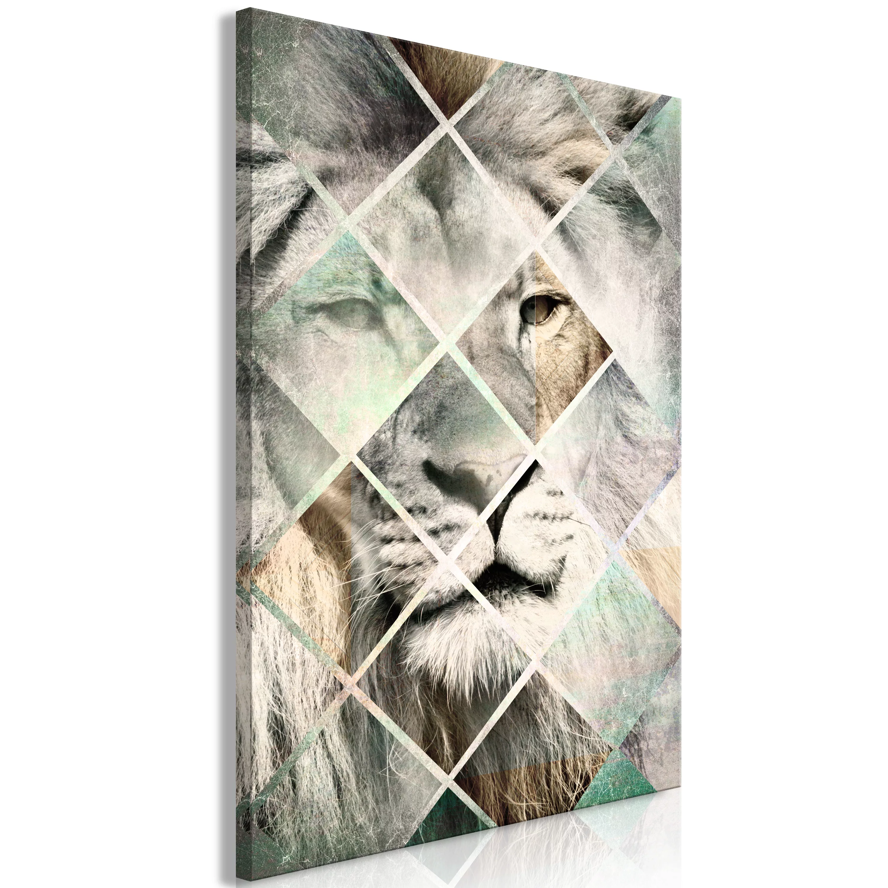 Wandbild - Lion On The Chessboard (1 Part) Vertical günstig online kaufen