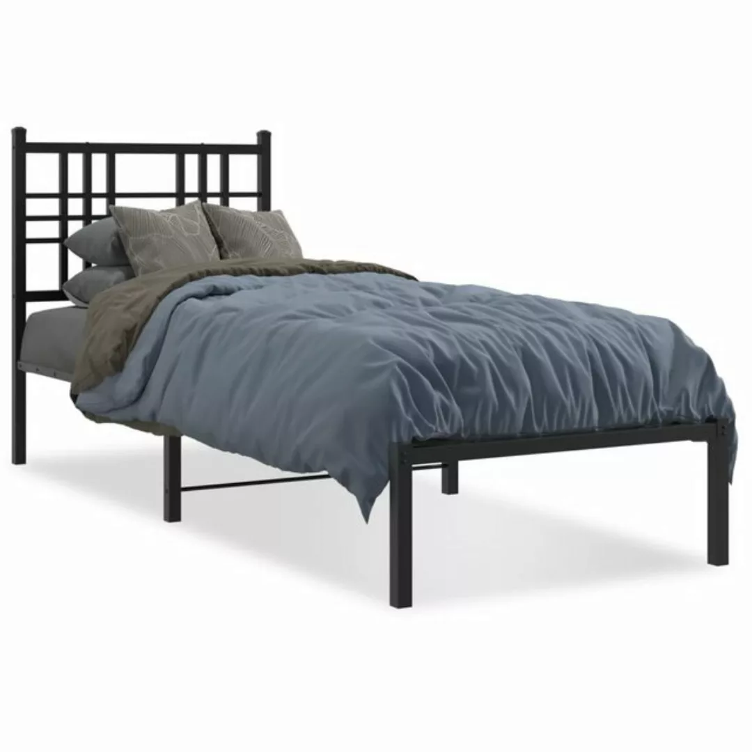 vidaXL Bett Bettgestell mit Kopfteil Metall Schwarz 75x190 cm günstig online kaufen