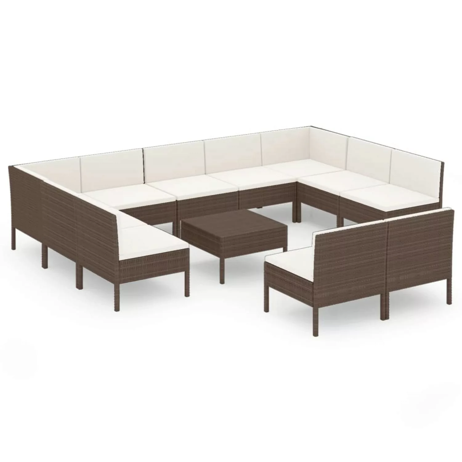 12-tlg. Garten-lounge-set Mit Auflagen Poly Rattan Braun günstig online kaufen