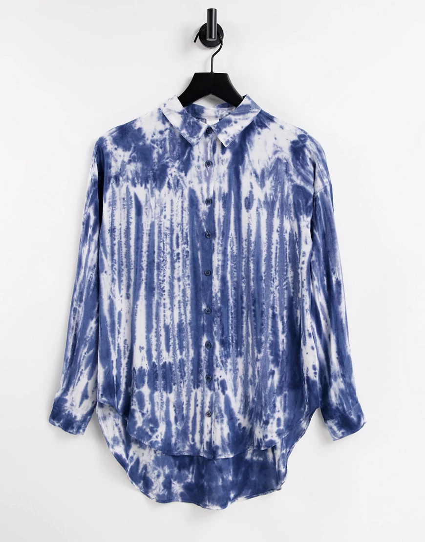 Violet Romance – Hemd mit Batikmuster-Blau günstig online kaufen